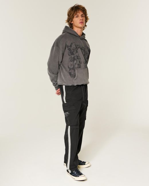 Hollister Black Baggy Cargo Track Pants for men