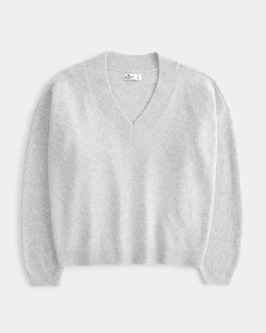 Hollister White Easy Cozy V-neck Sweater