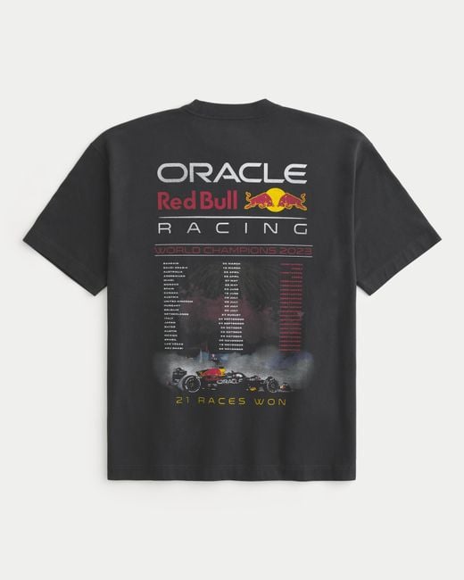 Hollister Schweres, kastiges Tee mit Oracle Red Bull Racing-Grafik in Black für Herren
