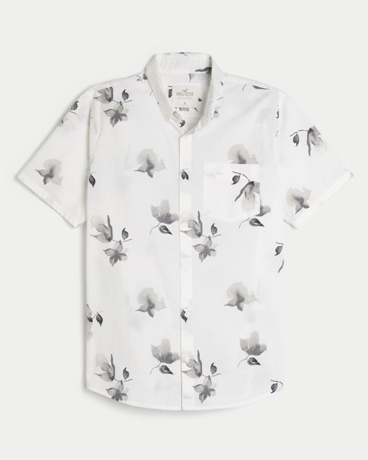 Hollister Kurzärmliges Hemd mit durchgehendem Knopfverschluss in White für Herren