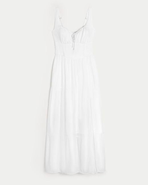 Hollister White Hollister Sofia Side-smocked Maxi Dress