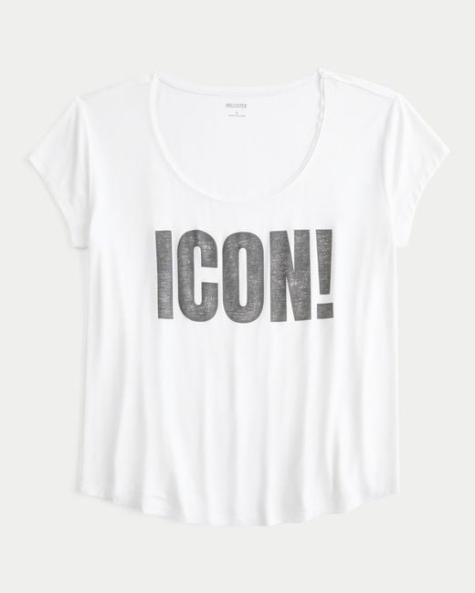 Hollister White Easy Icon! Graphic Tee