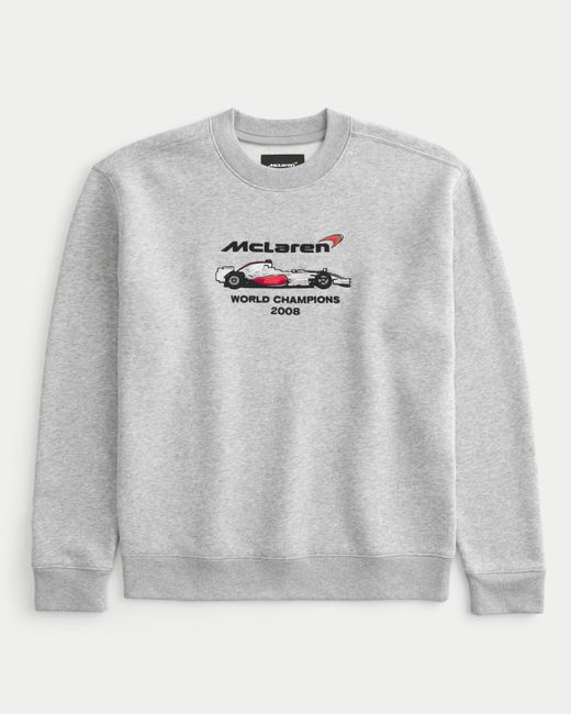 Hollister Gray Mclaren Graphic Crew Sweatshirt for men
