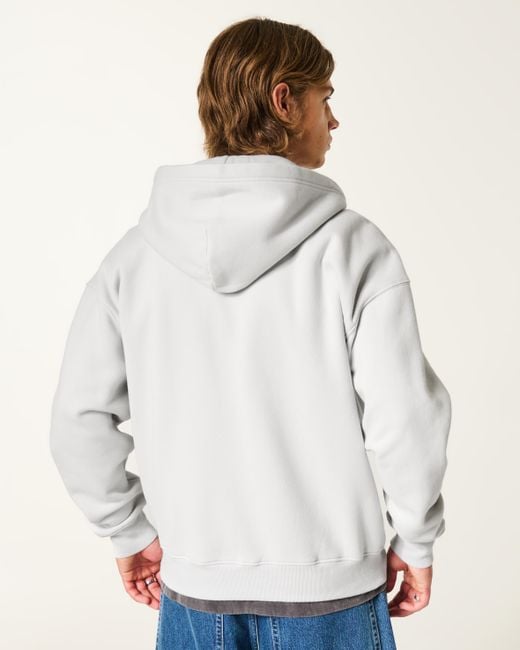 Hollister Gray Hollister Feel Good Boxy Zip-up Angel Graphic Hoodie for men
