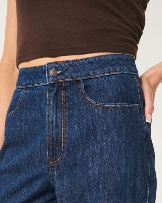Hollister Blue Ultra High-rise Dark Wash Wide-leg Jeans