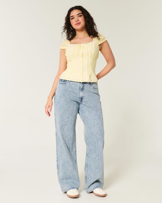 Hollister Blue Curvy High-rise Medium Wash Baggy Jeans
