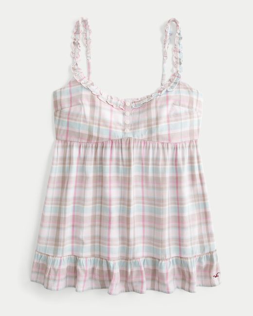 Hollister White Ruffle Tunic Tank