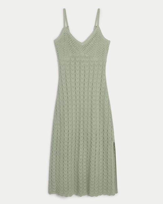 Hollister Green Crochet-style Midi Dress