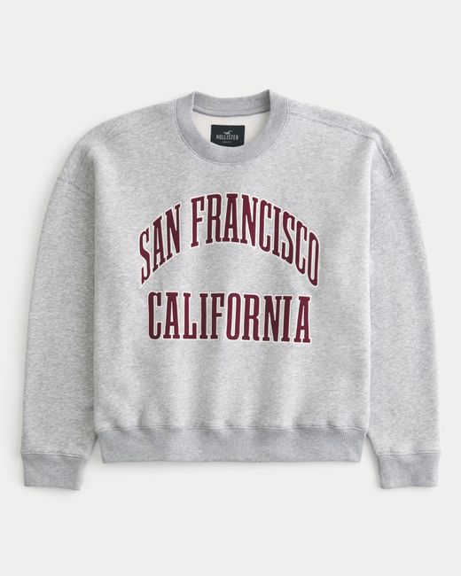 Hollister Gray San Francisco California Graphic Crew Sweatshirt for men