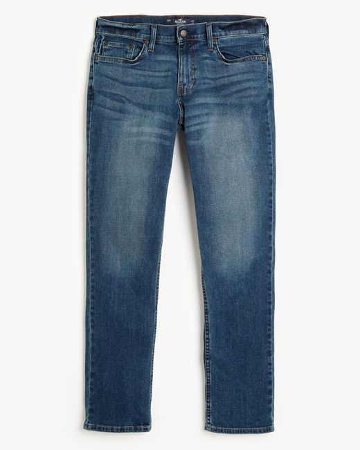 Hollister Blue Dark Wash Slim Straight Jeans for men