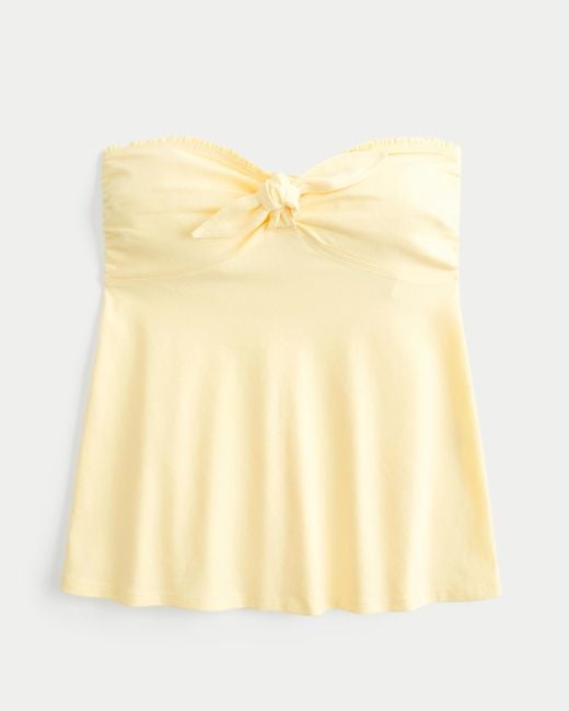 Hollister Yellow Easy Strapless Tie-bust Babydoll Top