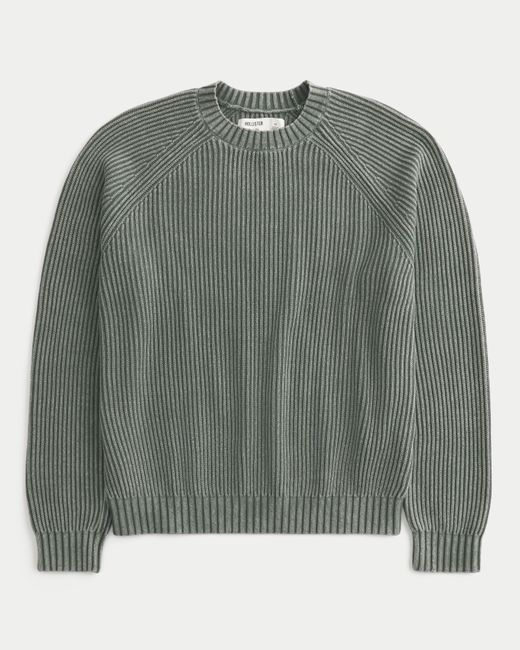 Hollister Green Boxy Washed Crew Sweater for men