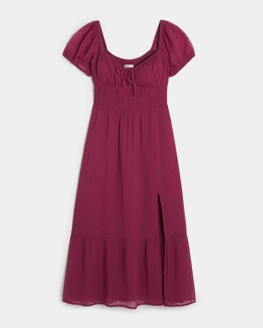 Hollister Purple Short-sleeve Channeled Midi Dress