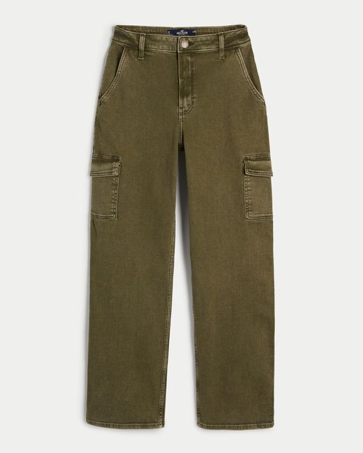 Hollister Ultra High-rise Olive Green Cargo Dad Jeans