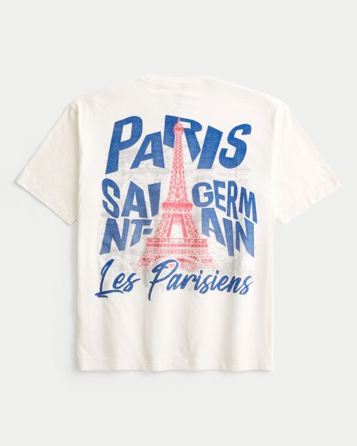 Hollister Blue Boxy Paris Saint-germain F.c. Graphic Tee for men
