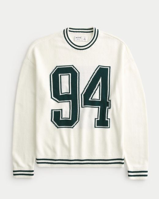 Hollister Natural Boxy Varsity Crew Sweater for men