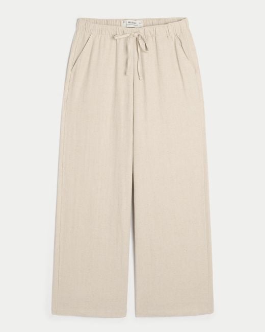 Hollister Natural Hollister Ella Adjustable-rise Pull-on Linen-blend Pants