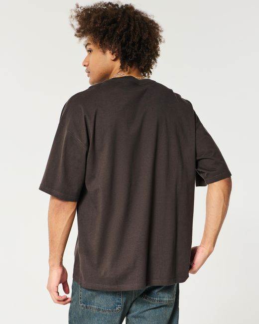 Hollister Black Baggy Cotton Crew T-shirt for men