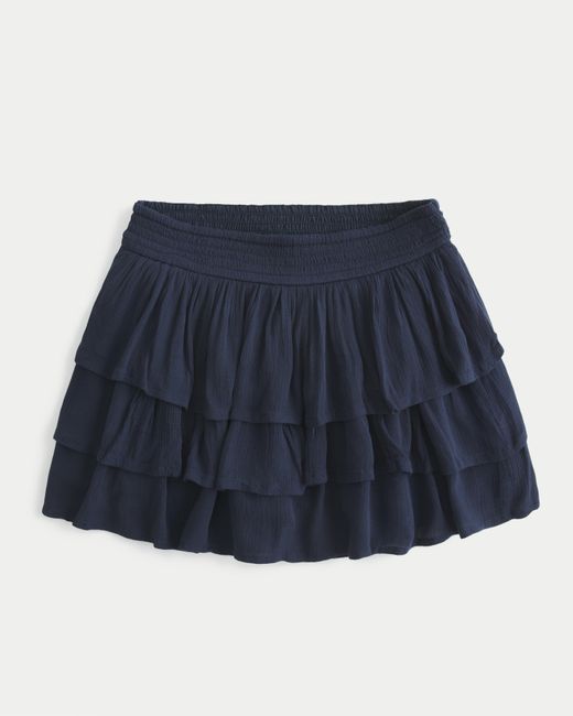 Hollister Blue Tiered Ruffle Mini Skort