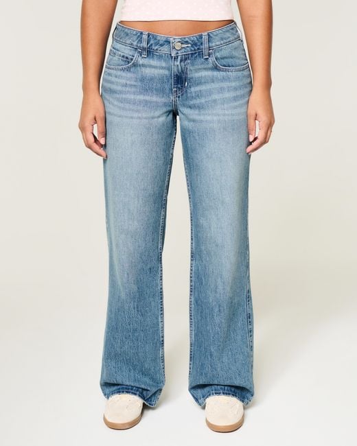 Hollister Blue Curvy Low-rise Medium Wash Baggy Jeans