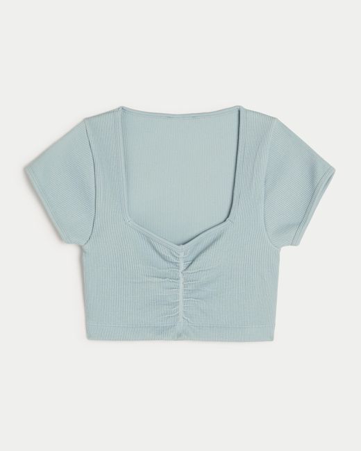 Hollister Blue Gilly Hicks Ribbed Seamless Fabric Scoop Top