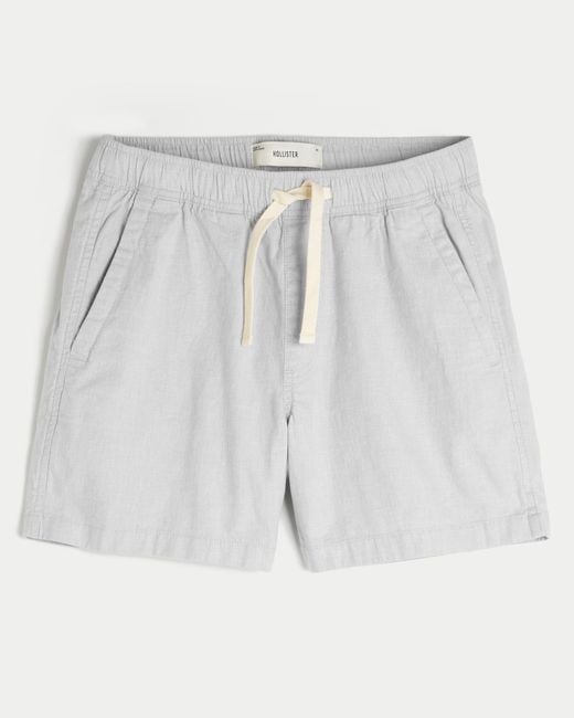 Hollister Gray Mid-thigh Linen-blend Pull-on Shorts for men