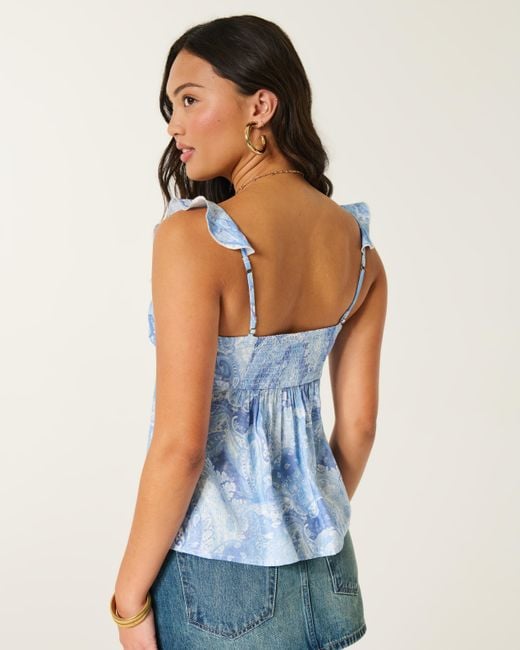 Hollister Blue Easy Ruffle Tank