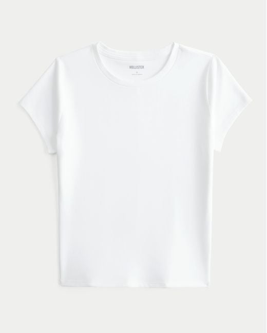 Hollister White Seamless Fabric Crew Baby Tee