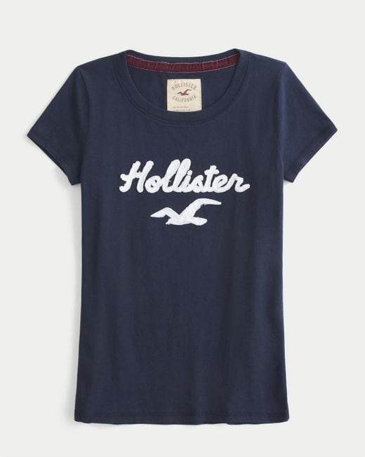Hollister Blue Holiday Vault Release Logo Graphic Tee
