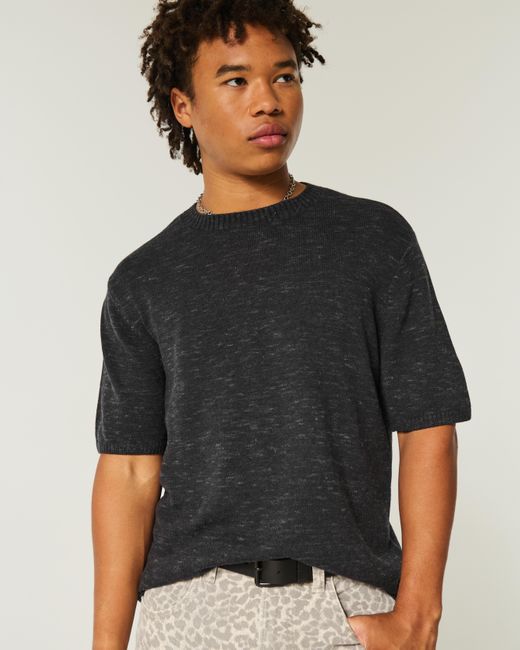 Hollister Black Boxy Crew Sweater T-shirt for men