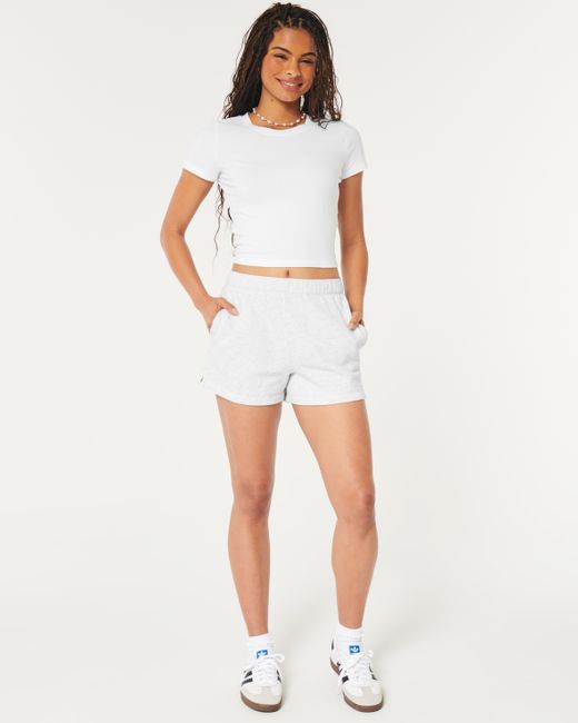 Hollister White Dad-Shorts aus Strickmaterial