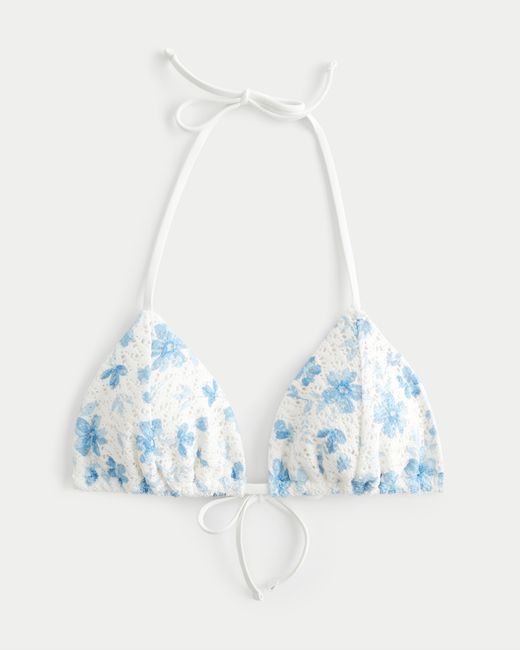 Hollister White Crochet-style Triangle Bikini Top