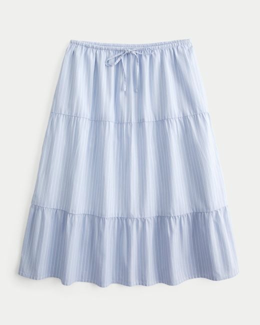 Hollister Blue Poplin Midi Skirt