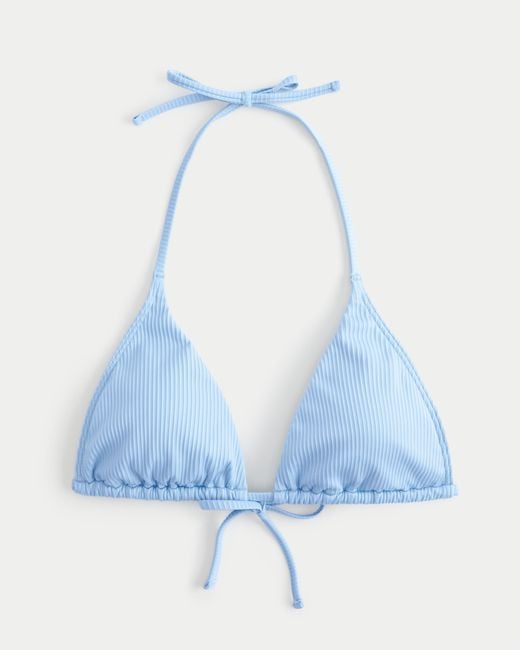 Hollister Blue Geripptes Triangel-Bikinioberteil im Multiway-Design