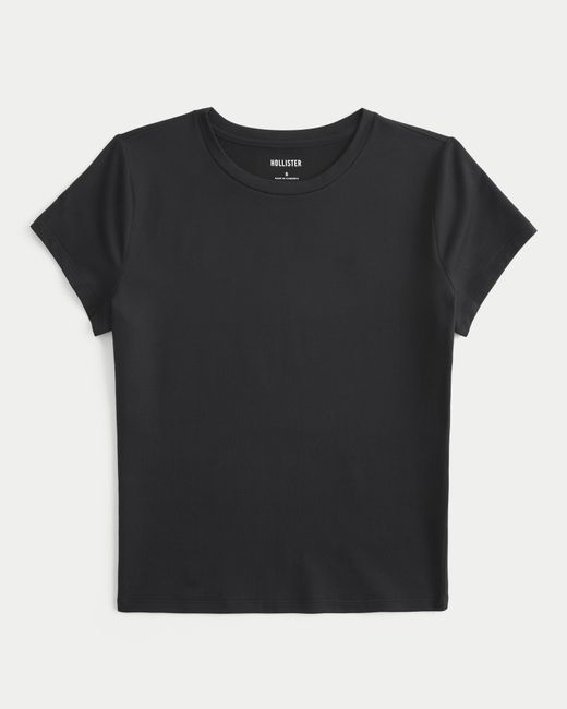 Hollister Black Soft Stretch Seamless Fabric Longline Baby Tee