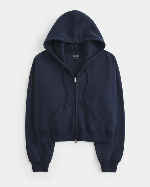 Hollister Boxy Zip up Hoodie in Blue Lyst UK