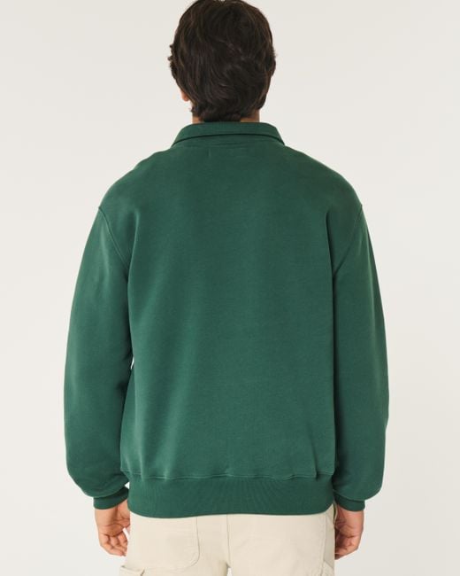 Hollister Green Relaxed Monte Carlo Graphic Half-zip Sweatshirt for men