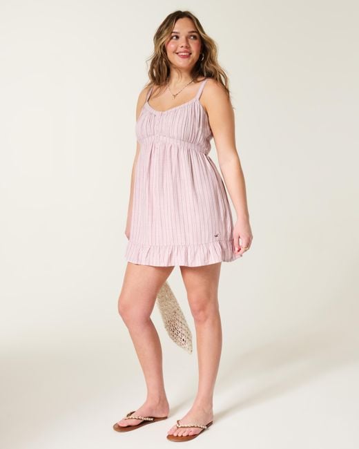 Hollister Pink Button Front Mini Dress