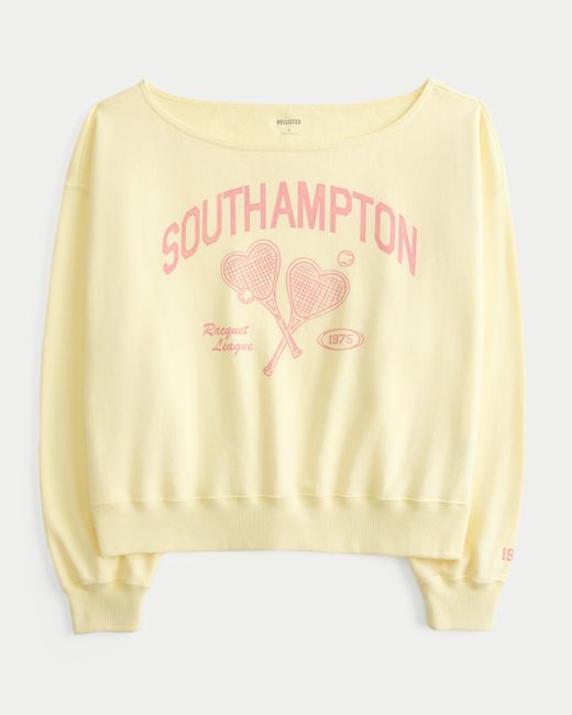 Hollister Natural Easy Off-the-shoulder Southampton Graphic Sweatshirt