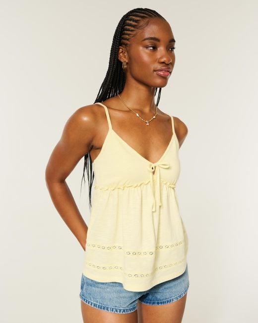 Hollister Yellow Tie-front Babydoll Top