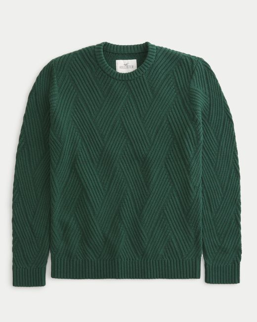 Hollister Herringbone Crew Sweater in Green for Men Lyst UK