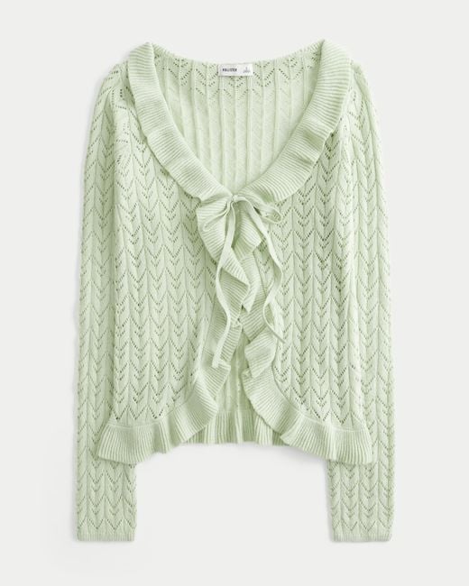 Hollister Green Ruffle Tie-front Cardigan