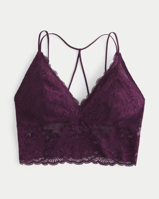 Hollister Gilly Hicks Lace Halter Bralette in Purple
