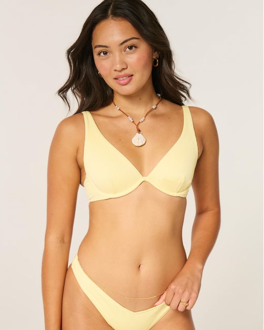 Hollister Natural High Apex Ribbed Underwire Bikini Top