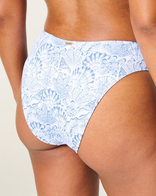 Hollister Blue Curvy High-leg High-waist Rib Cheeky Bikini Bottom