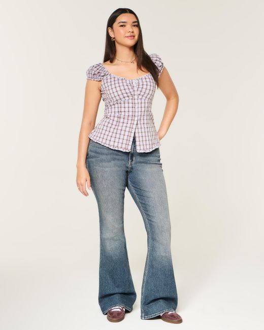 Hollister Blue Curvy High-rise Medium Wash Flare Jeans