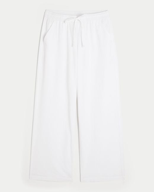 Hollister White Weite Seersucker-Hose zum Hineinschlüpfen