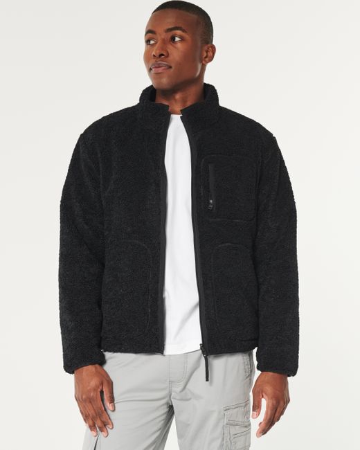 Hollister Black Reversible Faux Shearling Puffer Jacket for men