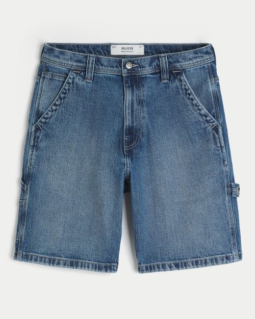 Hollister Blue Medium Wash Baggy Denim Painter Shorts for men
