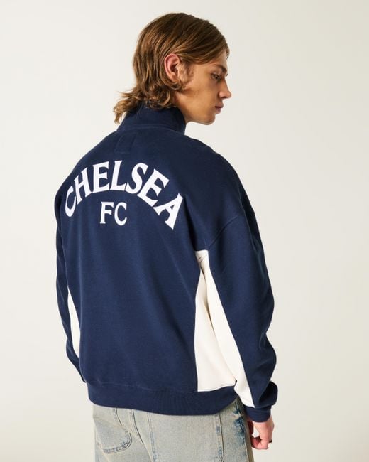Hollister Blue Chelsea Fc Graphic Quarter-zip Sweatshirt for men